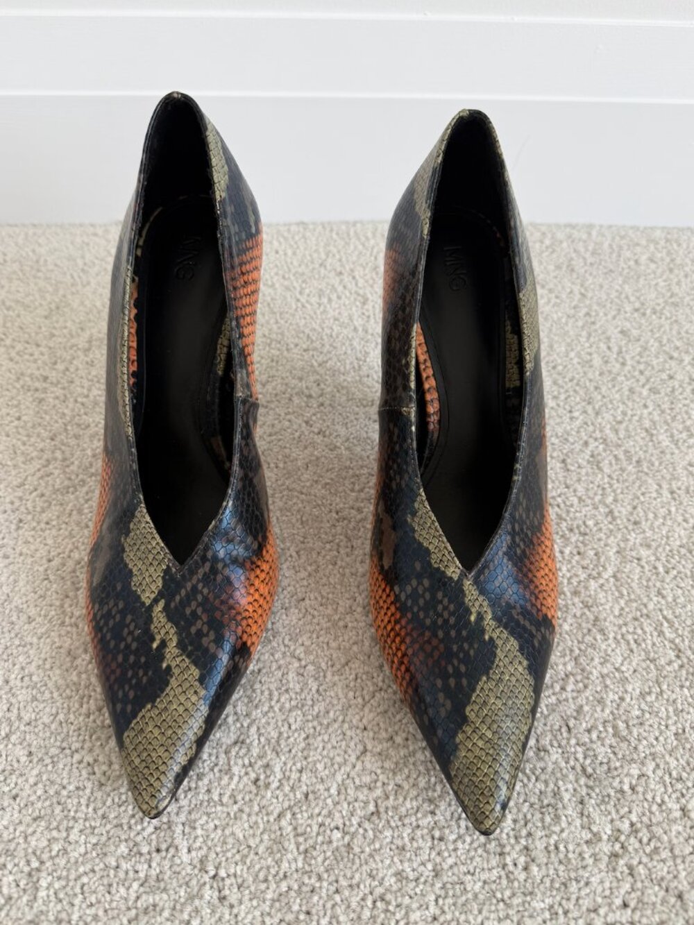 Mango Faux Snakeskin Heels Size 39